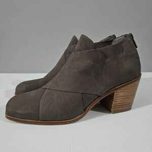 NEW Eileen Fisher Ember Low Ankle Bootie Women 10 Taupe Brown Leather Block Heel